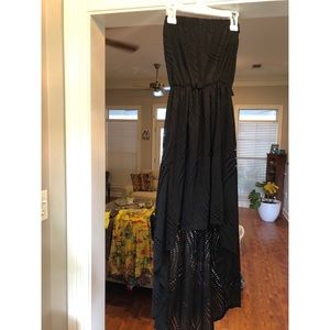 Elastic strapless high low dress black size medium